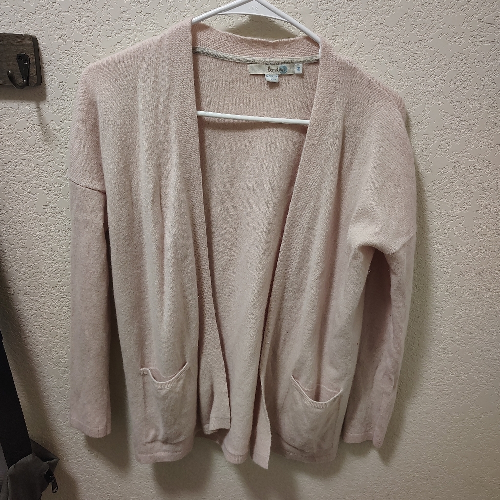 Boden Medium Light Pink Open-Front Cardigan Wool/Cashmere
